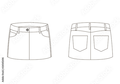 Fashion technical sketch of skirt in vector graphic