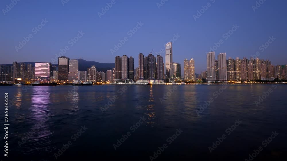 Vídeo do Stock: Modern city waterfront time lapse shot, tall houses and ...