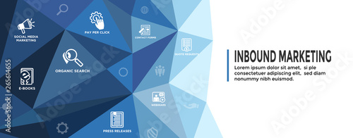 Digital Inbound Marketing Web Banner with Vector Icons with CTA, Growth, SEO, etc