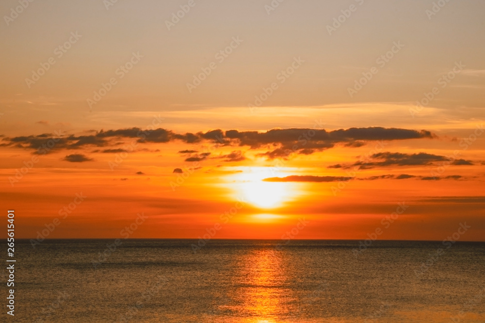 beautiful sunset on the sea, romantic seascape view