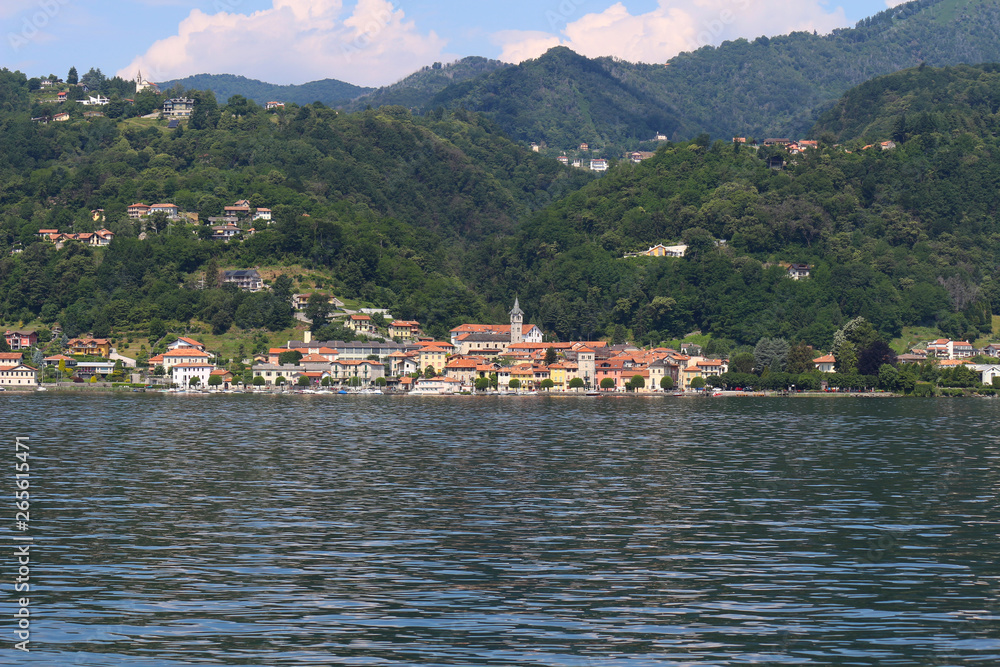 View of Pella City on Orta Lake Piedmont, Italy
