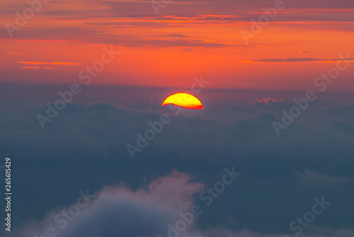 Sunset behind the clouds