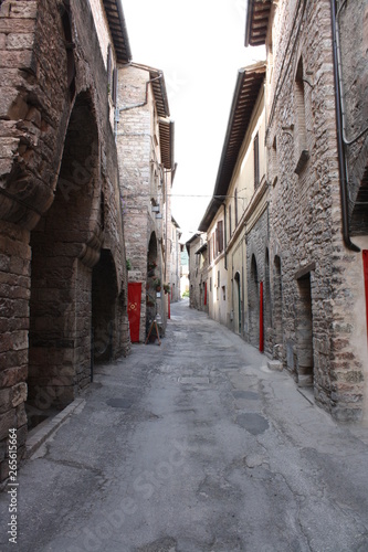 Small medieval alley in Spello city ( Umbria Italy )