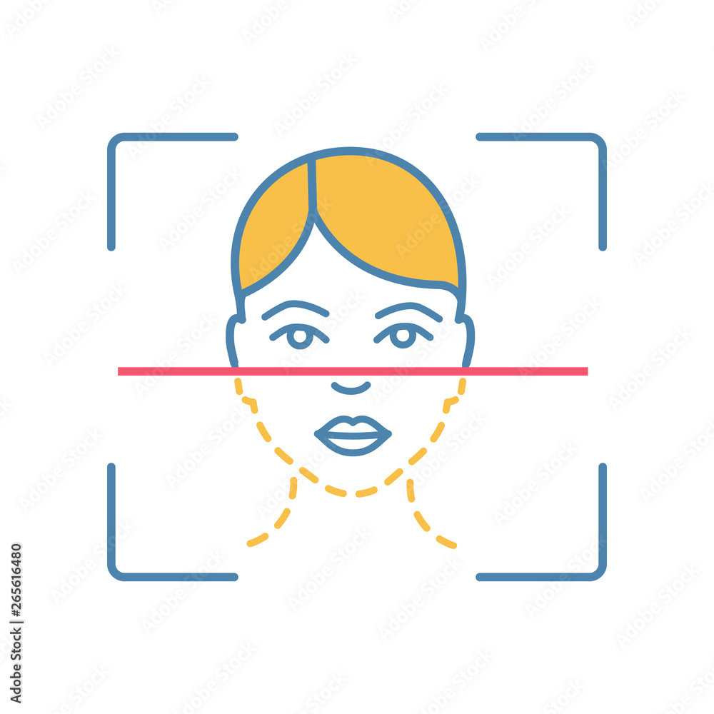 Face scanning process color icon