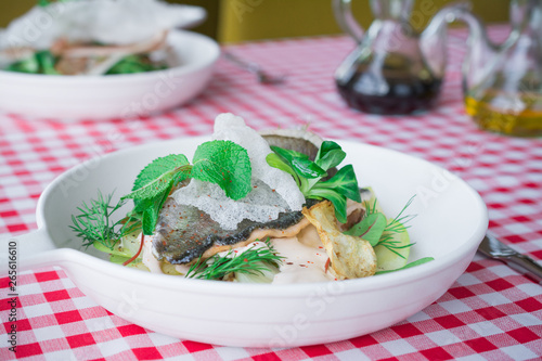 white plate with fresh salad