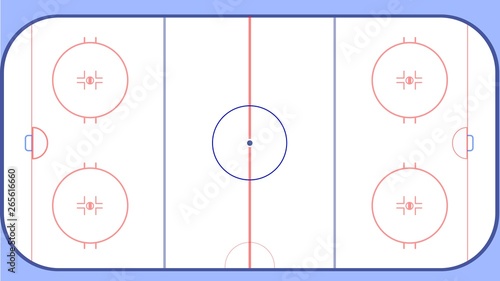 hockey field white.top view with symbols and lines.for playing women's and men's hockey.ice hockey,on the ice. vector image.