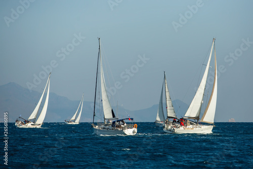Sailing yacht boats regatta at the Aegean Sea, Greece islands. © De Visu