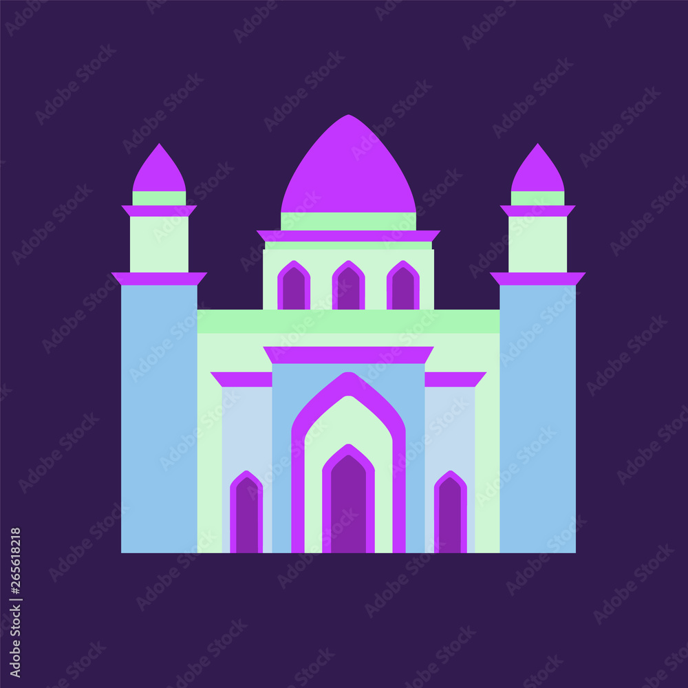 islamic mosque isolated flat design with pastel colorful,vector illustration mosque for ramadan kareem and eid mubarak,