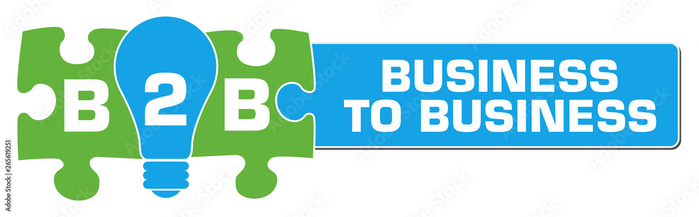 B2B - Business To Business Green Blue Bulb Puzzle Horizontal B2B - Business To Business Green Blue Bulb Puzzle Horizontal