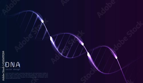 DNA code abstract background, glowing lines in spiral