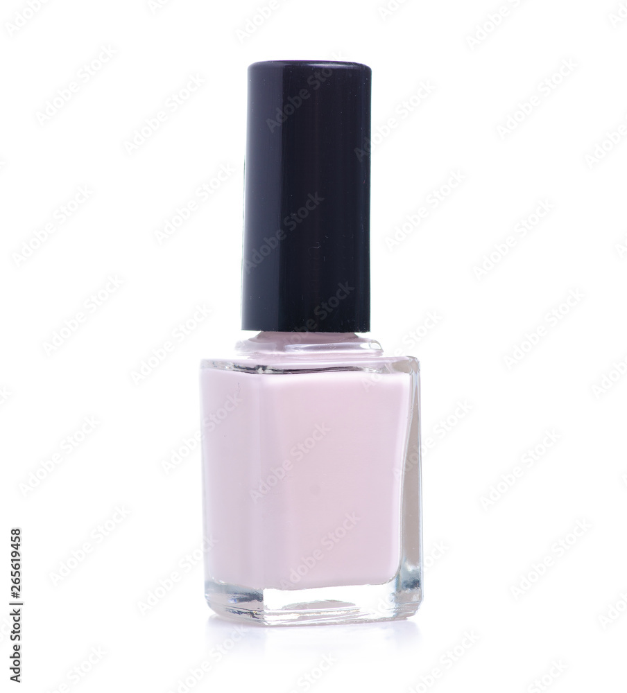 Pink white beige nail polish on a white background. Isolation Pink white beige nail polish on a white background. Isolation