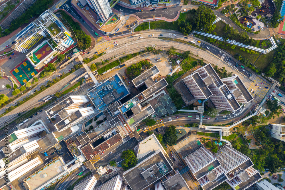 Top view of Hong Kong city