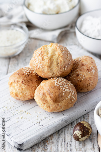 Photos Cottage cheese buns on quail eggs and rice flour as a useful alternative to brea