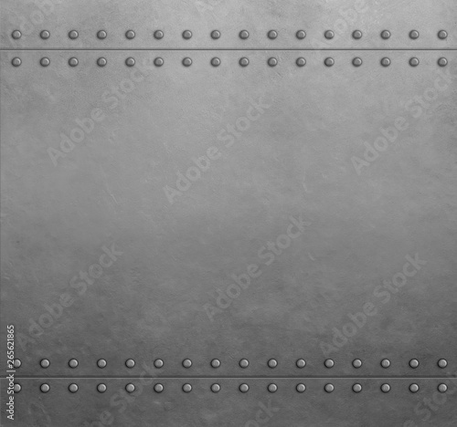 Metal armor plates with rivets background 3d illustration