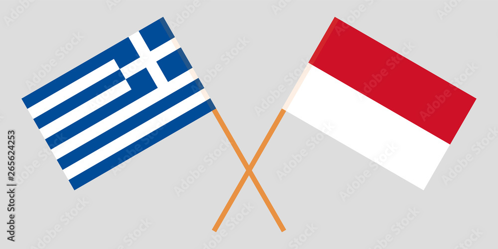 Indonesia and Greece. The Indonesian and Greek flags. Official colors. Correct proportion. Vector illustration