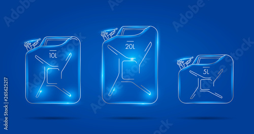 Set of linear glowing illustrations of the canisters