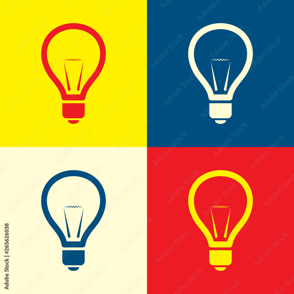 Idea icon. Yellow, blue and red color material minimal icon or logo design Idea icon. Yellow, blue and red color material minimal icon or logo design