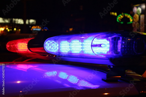 Police lights at night