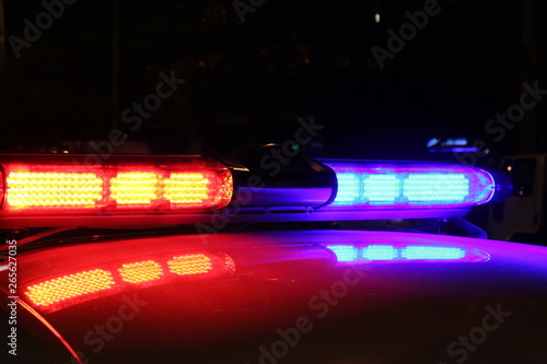 Police lights at night