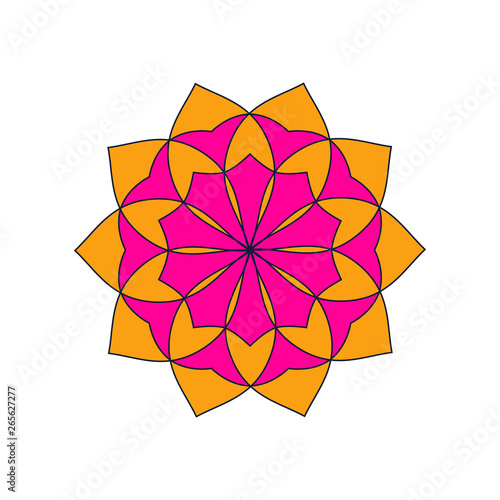 Lotus flower icon isolated on white background, logo design, bright modern print design