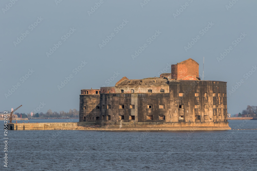 Historical Fort Alexander 1 Plague near the southern coast of Kronstadt.