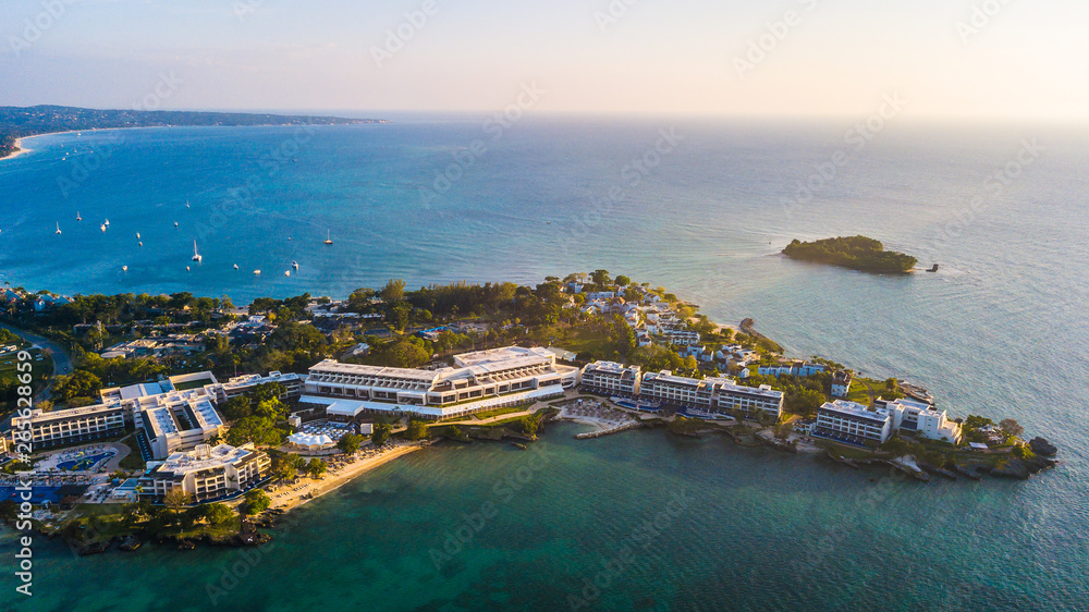 Aerial Images of Jamaica Negril Carribean Beach Sand Ocean Sunset Vacation