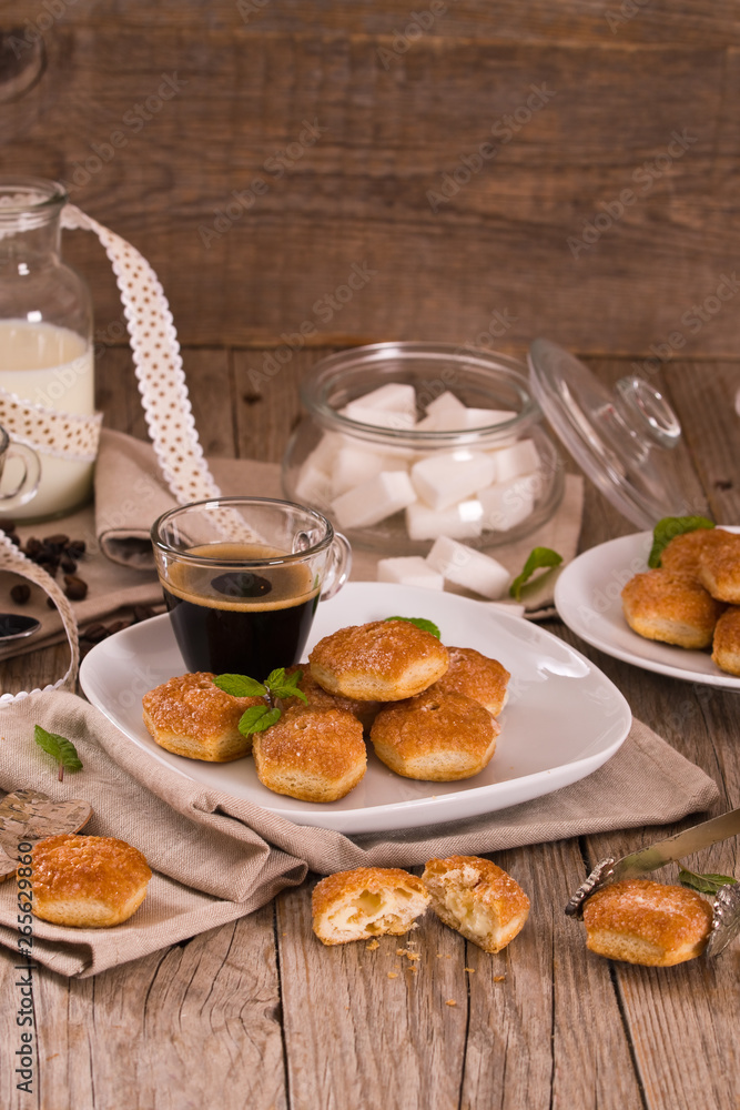 Puff pastries with custrad cream. Puff pastries with custrad cream.