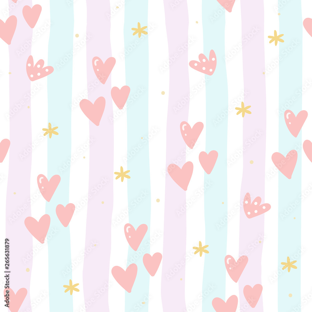 Cute hand drawn heart Seamless pattern. vector print. Cute hand drawn heart Seamless pattern. vector print.