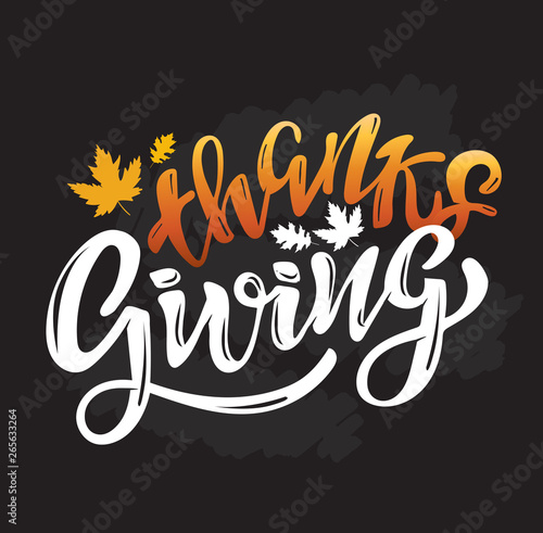 Happy Thanksgiving Day     hand drawn doodle lettering label art banner poster template