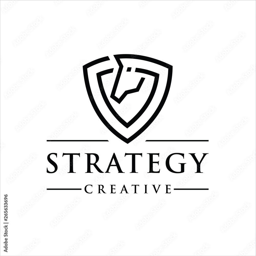 horse strategy logo line Shield vector horse strategy logo line Shield vector