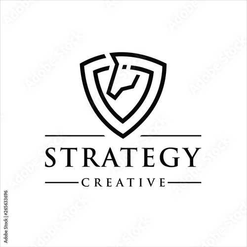 Free Download horse strategy logo line Shield vector - GFXLoad