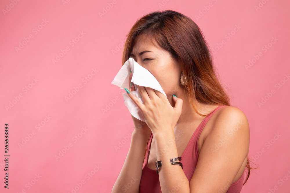 Young Asian woman got sick and flu. Young Asian woman got sick and flu.