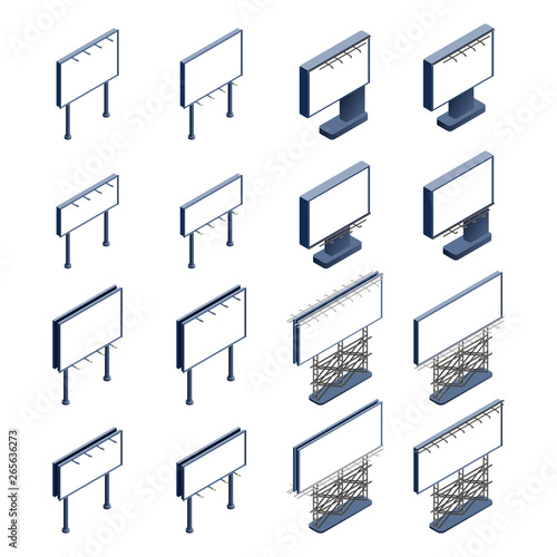 Isometric billboard set. Vector.