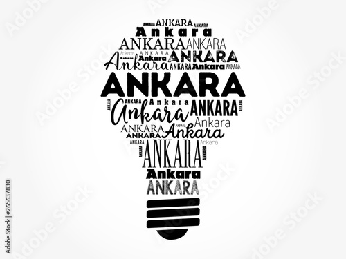 Ankara light bulb word cloud, travel concept background photo