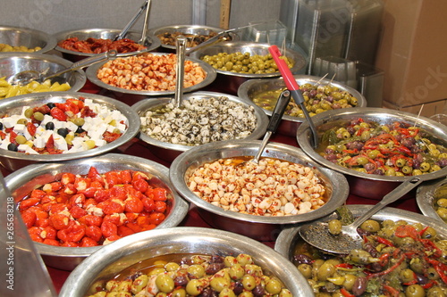 A Colourful Display of Different Types of Olives.