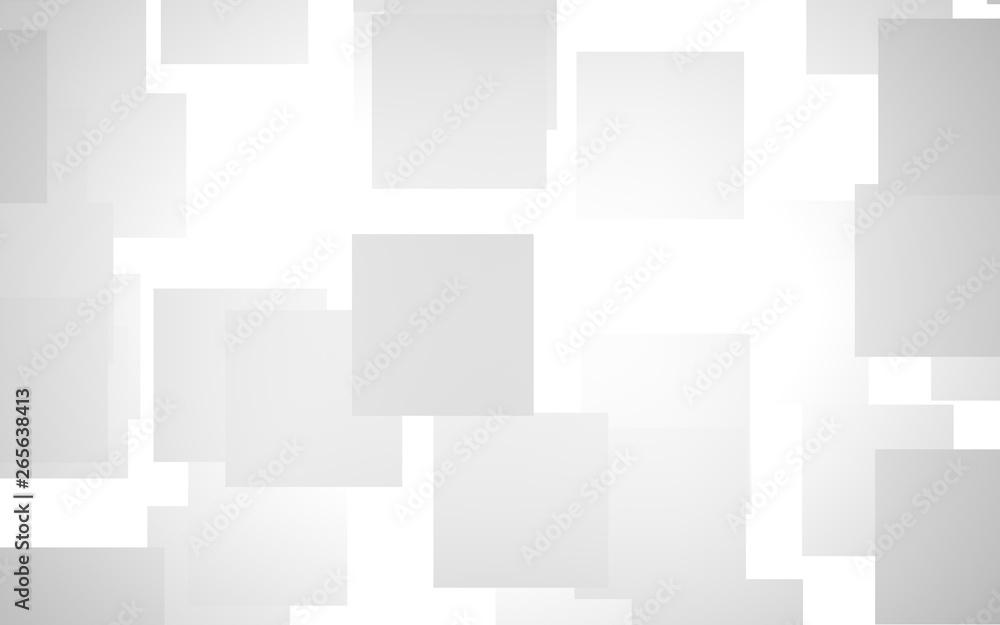 White abstract background. Misty backdrop with grey squares. 3D illustration