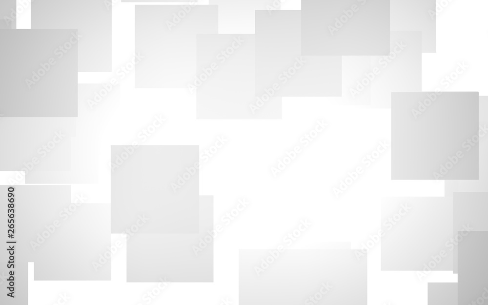 White abstract background. Misty backdrop with grey squares. 3D illustration