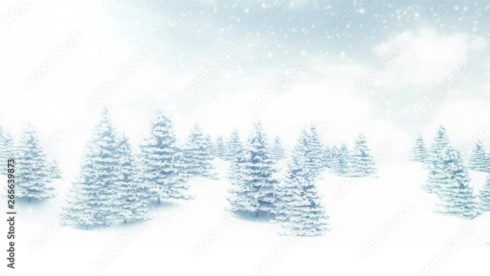 Snowy winter landscape falling snow seamless loop Christmas background Snowy winter landscape falling snow seamless loop Christmas background