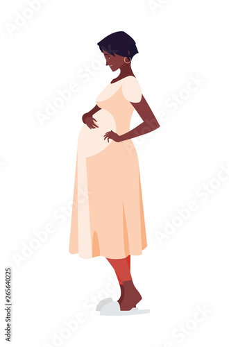 beautiful afro pregnancy woman character