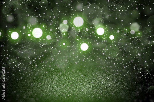 green beautiful sparkling glitter lights defocused bokeh abstract background with sparks fly, festal mockup texture with blank space for your content