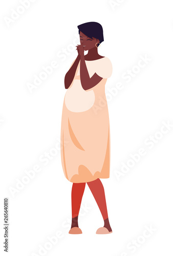 beautiful afro pregnancy woman character