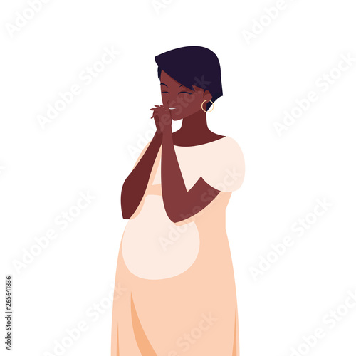 beautiful afro pregnancy woman character