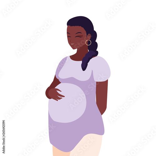 beautiful afro pregnancy woman character