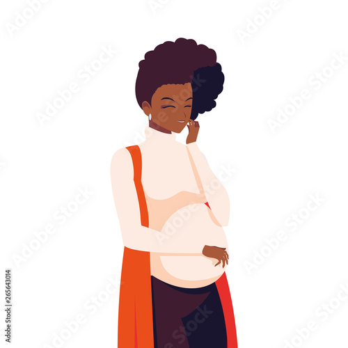 beautiful afro pregnancy woman character