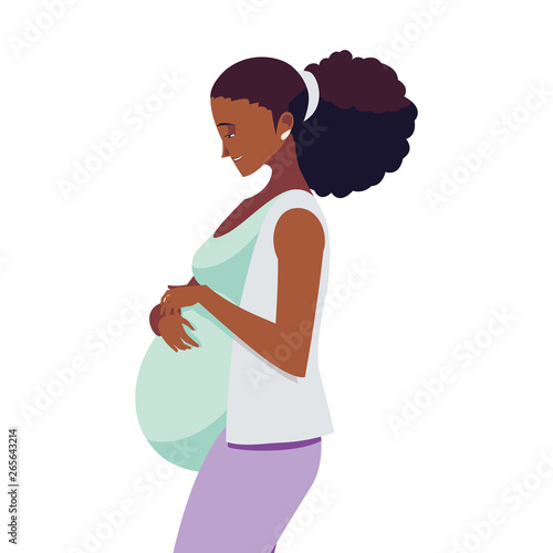 beautiful afro pregnancy woman character
