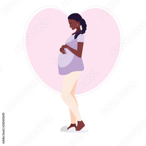 beautiful afro pregnancy woman in heart character