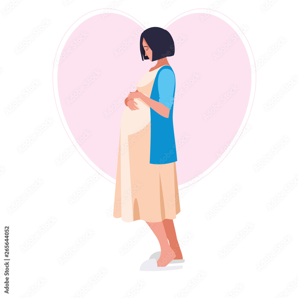 beautiful pregnancy woman in heart character beautiful pregnancy woman in heart character