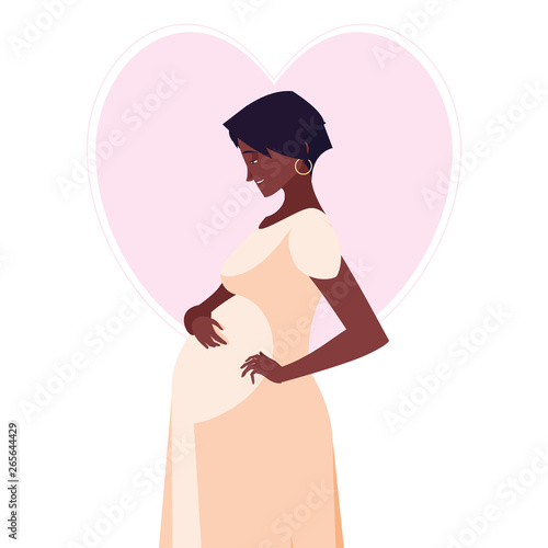 beautiful afro pregnancy woman in heart character