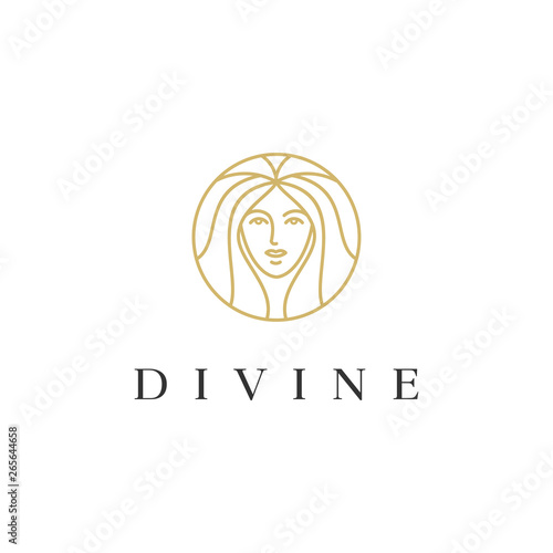 goddess woman line vector logo design