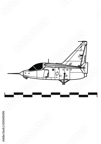 Ryan X-13 Vertijet. Outline drawing